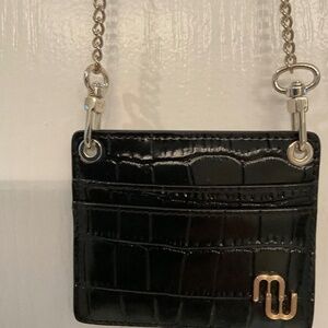 MAJE Leather Animal Print French W/GOLD Chain Wallet VERY CLASSY